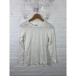Susina Women's Long-Sleeve Crewneck T-Shirt Regular Fit Cream Size Small